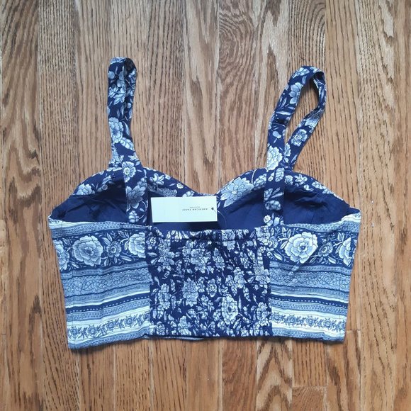 AEO blue bustier crop top - Picture 2 of 4